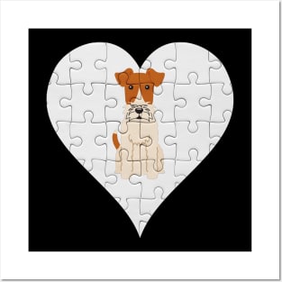 Wire Fox Terrier Heart Jigsaw Pieces Design - Gift for Wire Fox Terrier Lovers Posters and Art